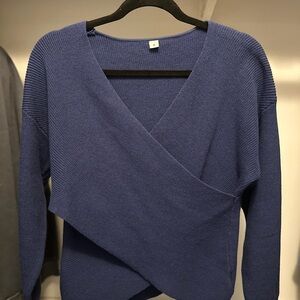 NWOT- Blue Wrap-Front Women’s Sweater